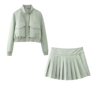 Ensemble veste zippée + jupe pantalon pour femme