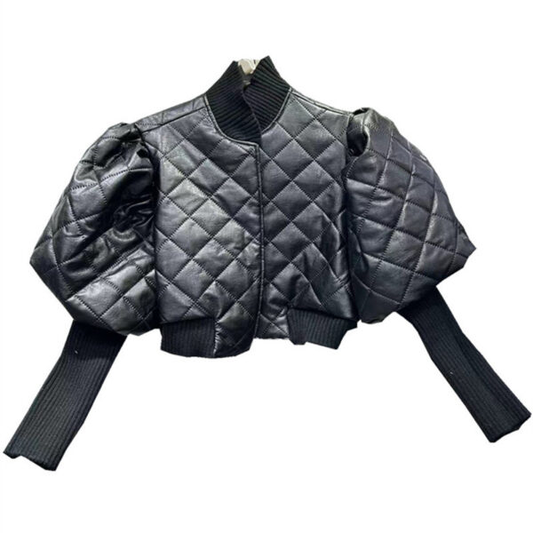 Veste en cuir tricotée polyvalente pour femme – Image 4
