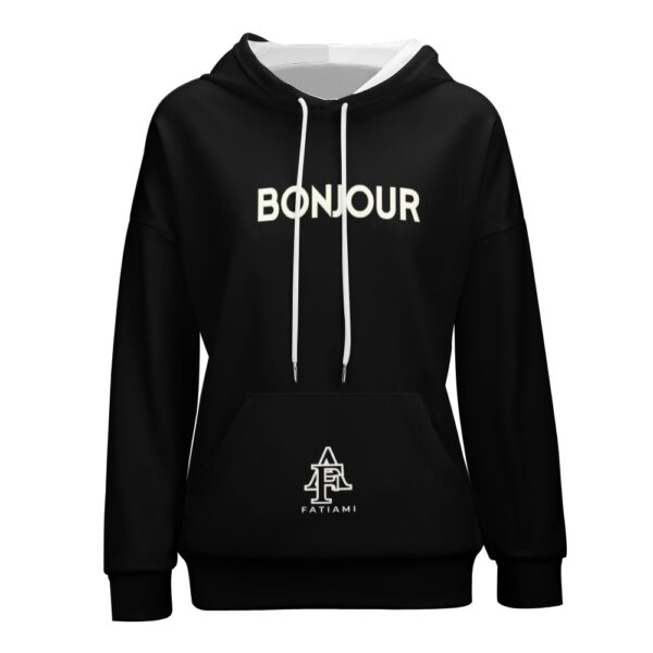 Sweat à capuche noir FATIAMI Bonjour