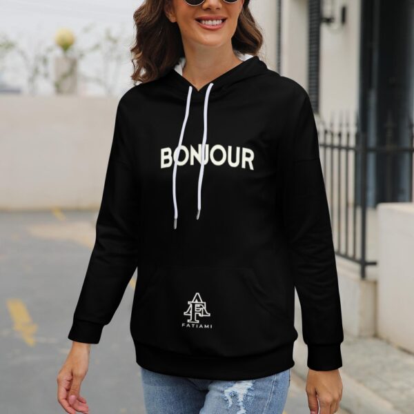 Sweat à capuche noir FATIAMI Bonjour – Image 6