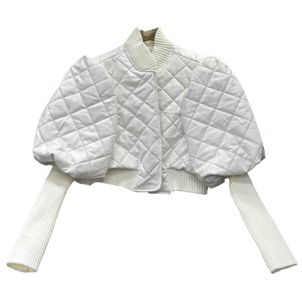 Veste en cuir tricotée polyvalente pour femme – Image 2
