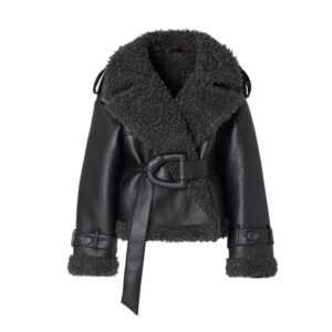 Veste courte à col en fourrure pour femme