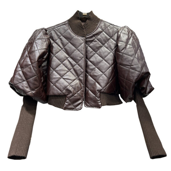 Veste en cuir tricotée polyvalente pour femme – Image 3