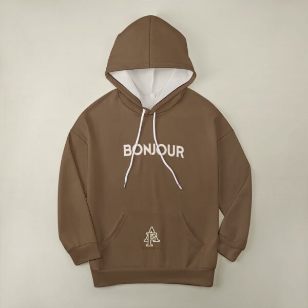 Sweat à capuche Marron FATIAMI Bonjour – Image 3