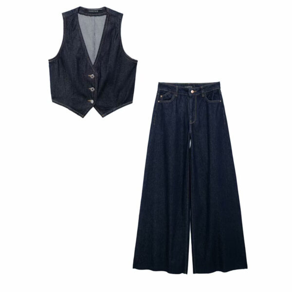 Ensemble en jean, confortable casual, Top sont manche et pantalon