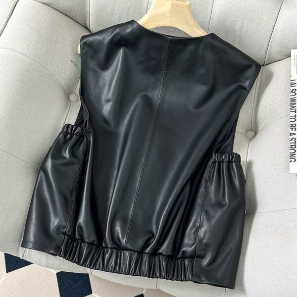 Veste cardigan design noir sans manche – Image 3