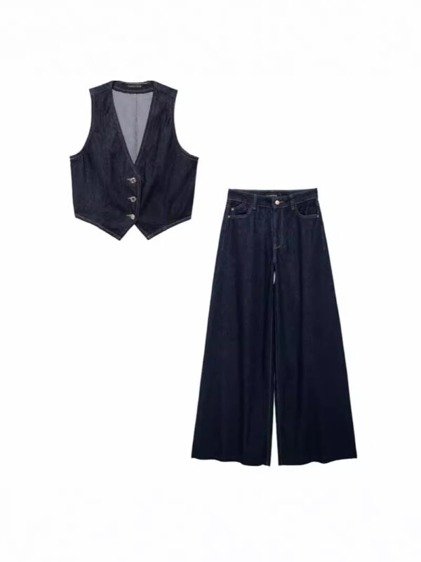 Ensemble en jean, confortable casual, Top sont manche et pantalon – Image 6