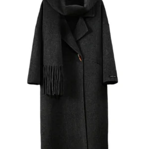 Manteau en laine tendance pour femmes, à manches longues, avec revers et bouton unique.
