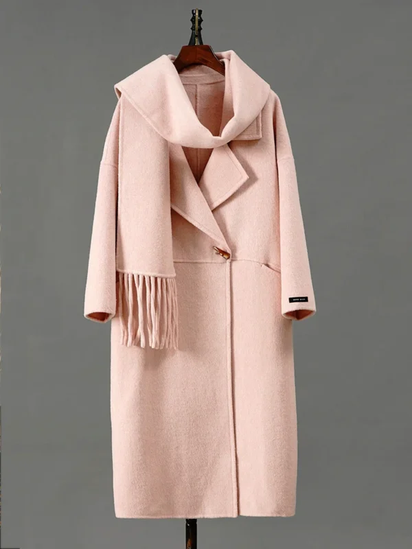 Manteau en laine tendance pour femmes, à manches longues, avec revers et bouton unique. – Image 2