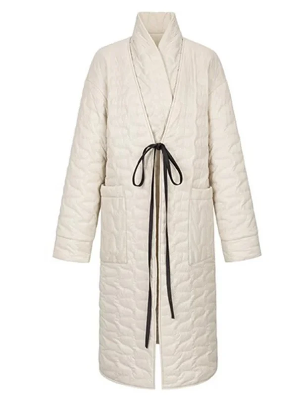 Parka Femme Décontractée à Lacets – Patchwork Élégant avec Écharpe Intégrée