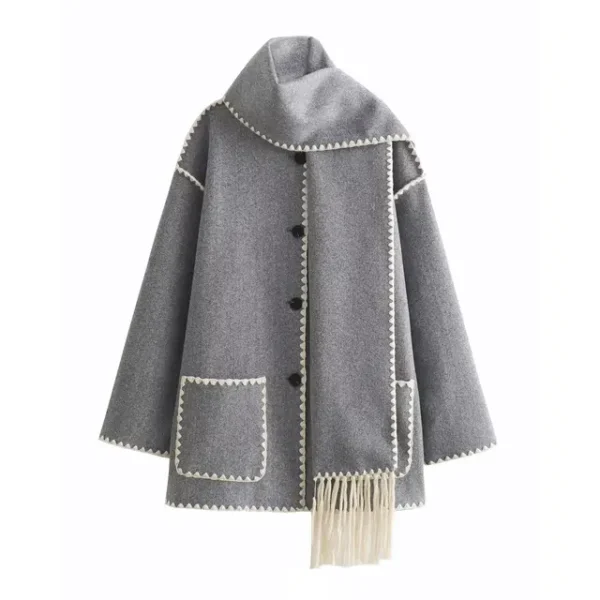 Chic coat with scarf – Image 3