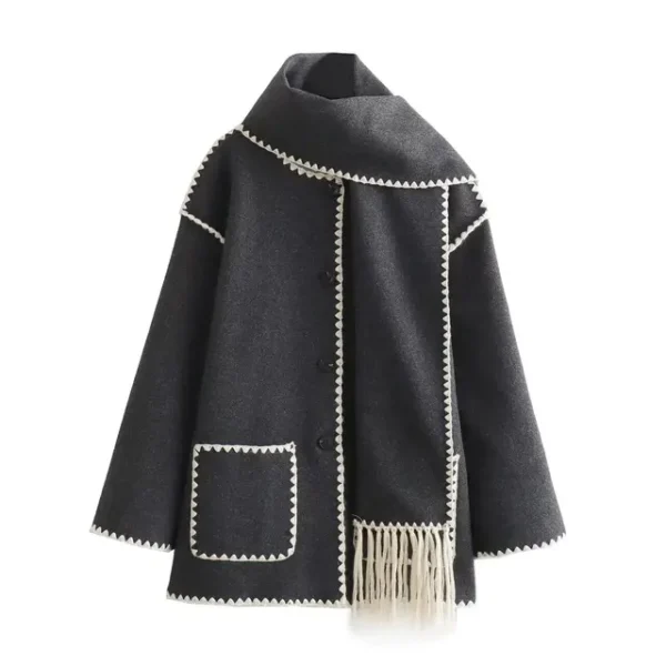 Chic coat with scarf – Image 4