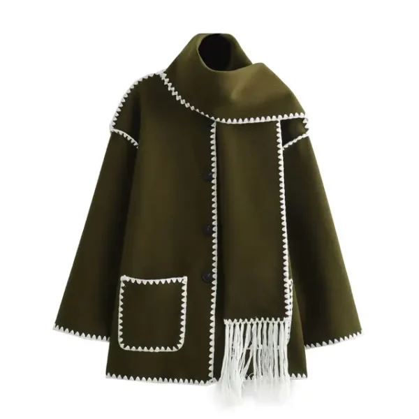 Chic coat with scarf – Image 2