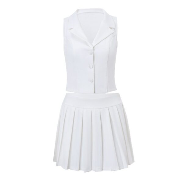 V-neck vest and skirt set