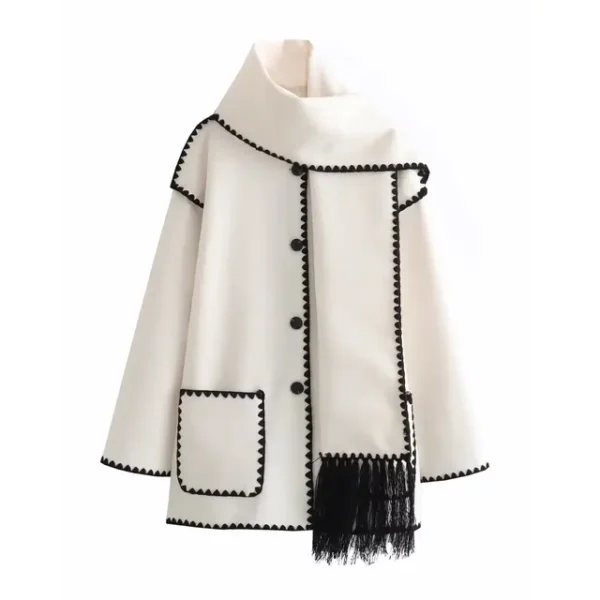Chic coat with scarf
