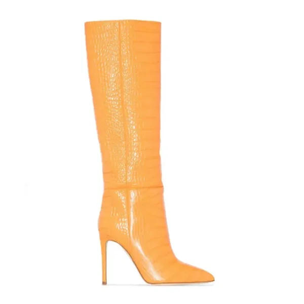 Crocodile High Heel Knee-High Boots