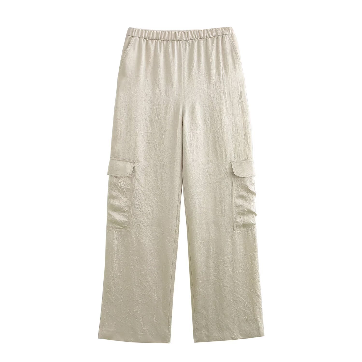 Elegant Pleated Satin Feel Top + Pants Set for Women Fatiami – Image 6