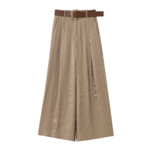 Wide leg pants with satin texture and waistband Fatiami