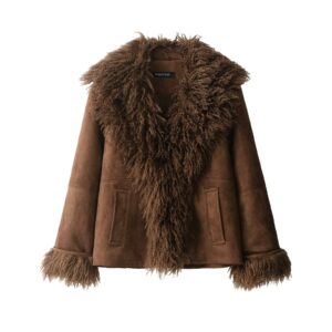 Brown faux fur coat
