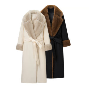 Big faux fur collar coat