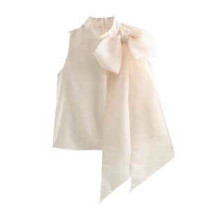 Sleeveless Crop Top Bowknot