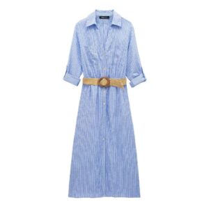 Dress with belt and shirt style dress