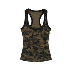 Camouflage U-neck H-shaped tank top