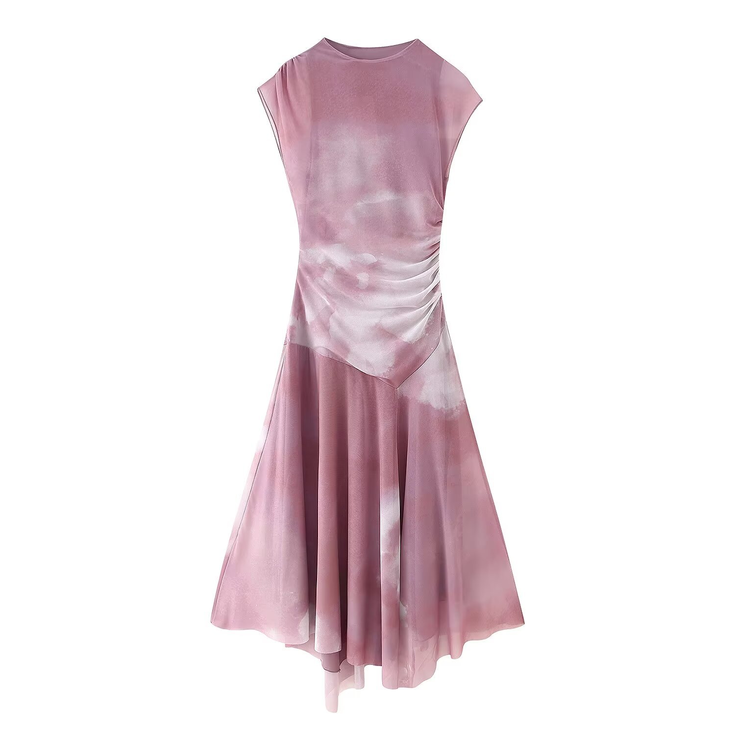 Round neck silk mesh dress – Image 8