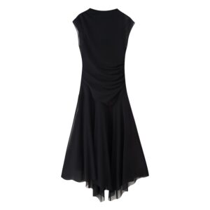 Round neck silk mesh dress