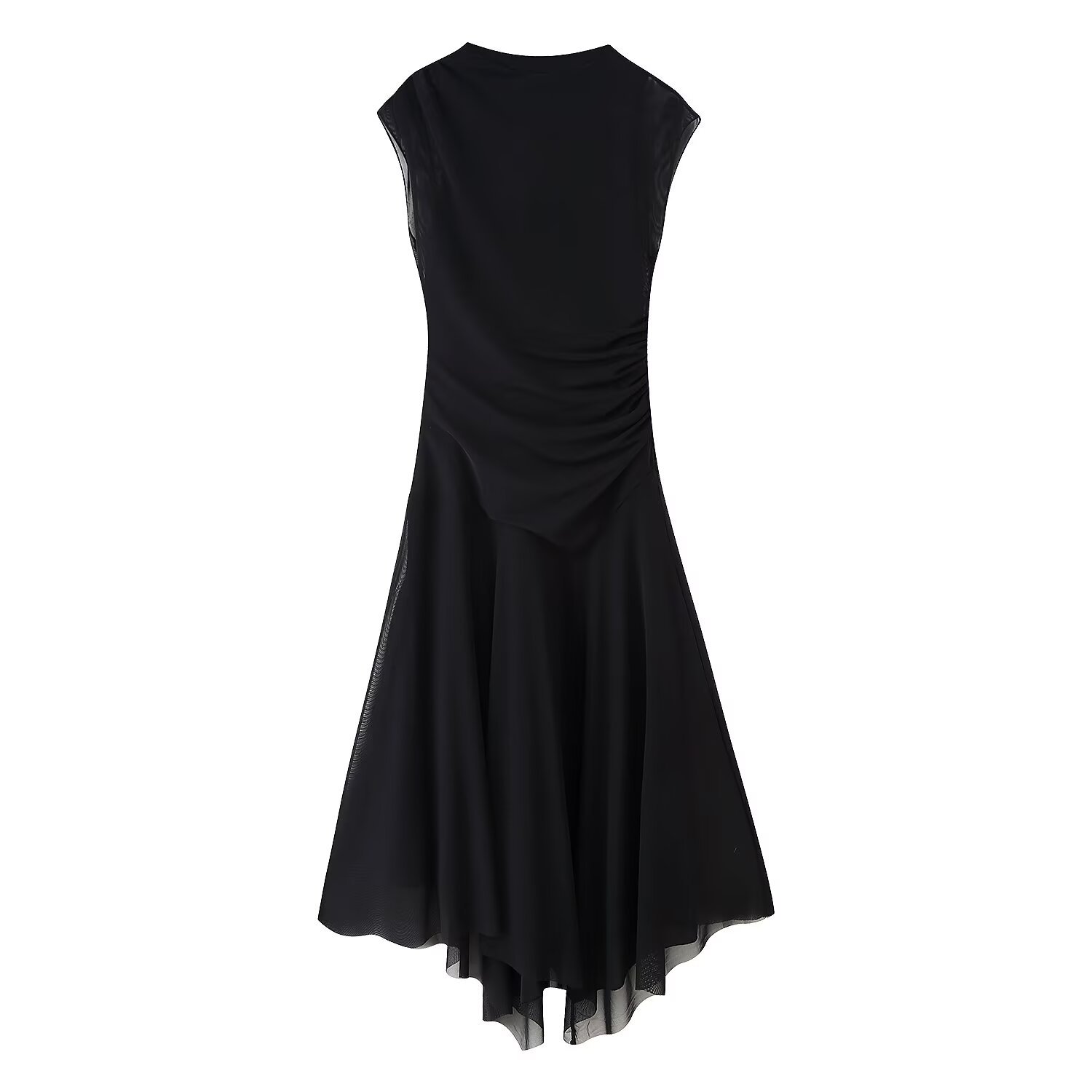 Round neck silk mesh dress