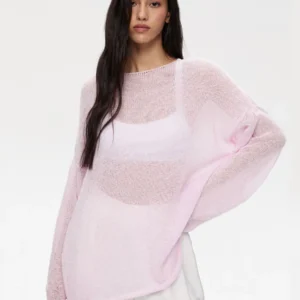 Round Neck Long Sleeve Knit Cover Up