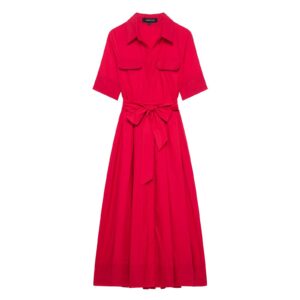 Long silk dress with belt