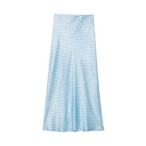 Blue dotted MIDI skirt