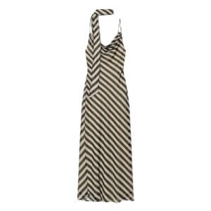 Striped ribbon long dress