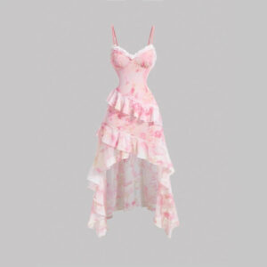 Mesh pink long dress